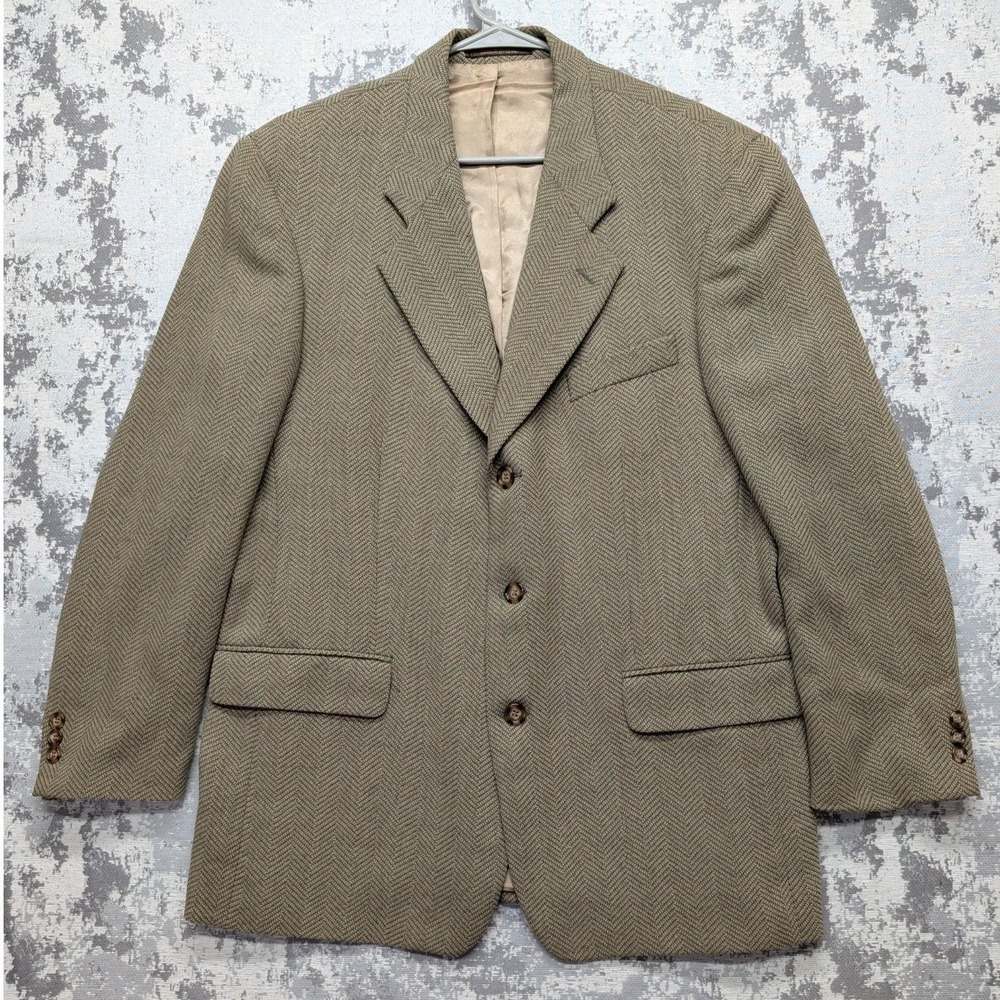 Rick Pallack Mens 42R Wool Herringbone 3 Button Blazer Sport Coat Tan Canada